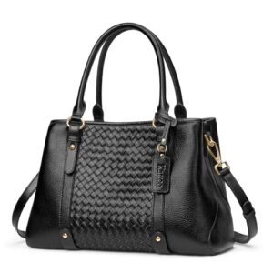 kattee women soft genuine leather satchel bags top handle crossbody purses and handbags hobo totes shoulder (black)