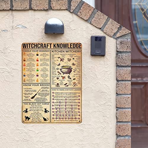 JZZANG Witchcraft Supplies Decor Cauldron Knowledge Witch for Vintage Poster Metal Tin Signs Wall Art Kitchen Poster 8x12 Inch