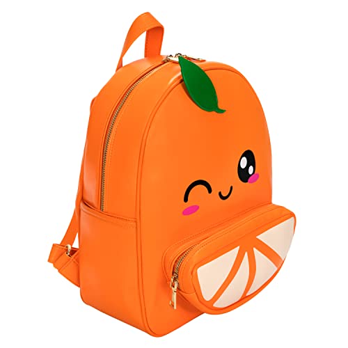 Remember Like Yesterday - Women and Kids Fashion Backpack | Kawaii Backpack Orange | Faux Leather