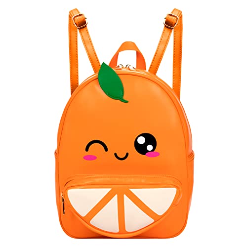 Remember Like Yesterday - Women and Kids Fashion Backpack | Kawaii Backpack Orange | Faux Leather