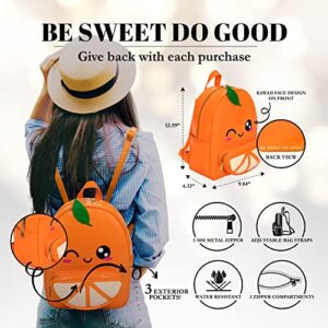 Remember Like Yesterday - Women and Kids Fashion Backpack | Kawaii Backpack Orange | Faux Leather