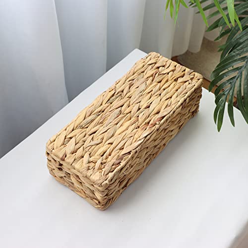 YAHUAN Woven Water Hyacinth Storage Basket Divided Basket With 3 ...