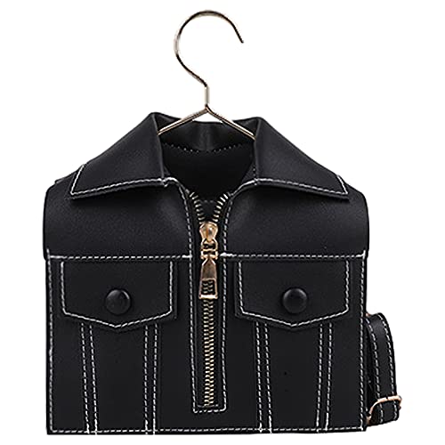 Anopo Suit Shirt Shaped Novelty Clutch Purse Ladies Leather Evening Crossbody Shoulder Bag Women Unique Clothes Tote Handbag Black