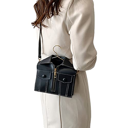 Anopo Suit Shirt Shaped Novelty Clutch Purse Ladies Leather Evening Crossbody Shoulder Bag Women Unique Clothes Tote Handbag Black