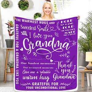 grandma blanket, gifts for grandma, birthday gifts for grandma, grandma blanket for grandma from grandkid, grandma gifts for mothers day, christmas – soft purple blanket 50″ x 60″