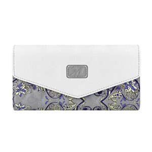 utenwat womens wallets rfid blocking trifold wallet for women long pu leather clutch multi card cute ladies wallets large capacity grey/white