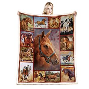 cyrekud horse blanket,horse gifts for girls throw blanket,horse gifts for women blanket,gifts for horse lovers, super soft cozy horse themed gifts for men blanket,sofa couch beds horse decor 50″ x 60″