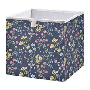 kigai colorful flowers cube storage bins – 11x11x11 in large foldable storage basket fabric storage baskes organizer for toys, books, shelves, closet, home decor
