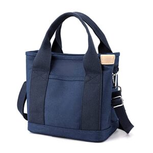 large capacity multi-pocket handbag, tote bag with zipper pocket, canvas tote bags for women for work, school, travel (blue)
