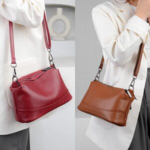 GAEKEAO Crossbody Bags for Women Small Cross Body Bag Genuine Leather Camera Bag Purse with Adjustable Strap