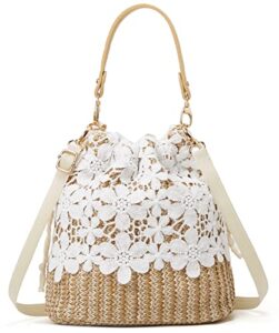 straw bag beach bag small tote bag shoulder bag flower lace handbag satchel crossbody bag purses 2023