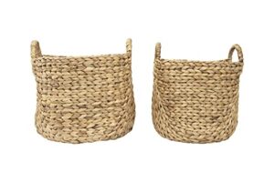 bloomingville handwoven beige seagrass round handles (set of 2 sizes) basket, natural