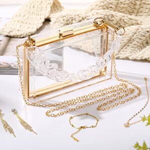 Jadive 4 Pcs Women Acrylic Purse Clear Clutch Bag Evening Purses Clutch for Wedding Vintage Banquet Handbag Earrings Necklace Bracelet Jewelry Set