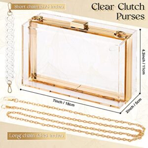 Jadive 4 Pcs Women Acrylic Purse Clear Clutch Bag Evening Purses Clutch for Wedding Vintage Banquet Handbag Earrings Necklace Bracelet Jewelry Set