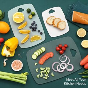 Plastic Cutting Board Set of 3 Different Sizes, Cutting Boards for Kitchen Dishwasher Safe, Thick Chopping Board for Meat, Veggies, Fruits, Reversible Use, Easy to Clean, Green