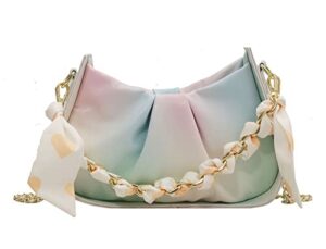 haoot women’s clutch purses shoulder bag mini pleated purses dumpling bag evening handbags for women (colorful)