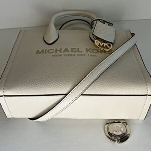 Michael Kors Mirella Small Shopper Top Zip Bag bundled SM TZ Coinpouch Purse Hook (LT Cream Multi/Vanilla PVC)