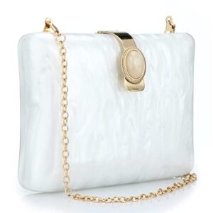 clutch purse for women – smoky pattern acrylic handbag – unique elegant crossbody bag (white)
