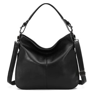 hobo bags for women pu leather shoulder bag large handbags crossbody purse ladies tote bags with adjustable shoulder strap black