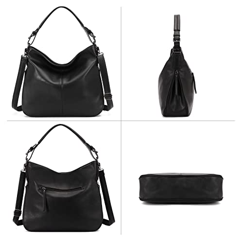 Hobo Bags for Women PU Leather Shoulder Bag Large Handbags Crossbody Purse Ladies Tote Bags with Adjustable Shoulder Strap Black