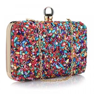 clutch purse for women – multicolor rhinestone crossbody bag – elegant evening handbag (multicolor)