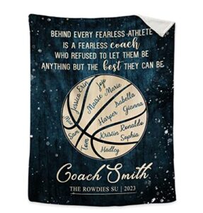 rimmer personalized thank you basketball coach blanket, team gifts for basketball player, anniversary present for basketball coach, great gifts for sports fans on christmas birthday fathers day