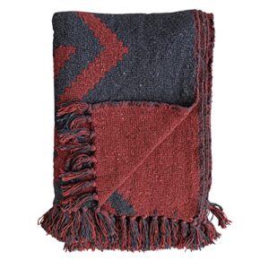 creative co-op recycled cotton blend geometric design and fringe, multicolor throw blanket, multi