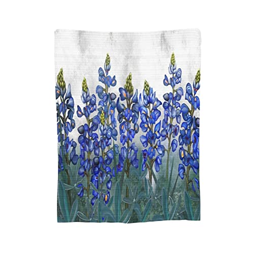 Fleece Blanket Blue Flowers Texas Bluebonnet Floral Throw Blanket for Couch Bed Sofa Chair,Soft Fuzzy Blankets Warm Flannel Lightweight Travel Camping Throw Blankets for Toddler 50"x40"