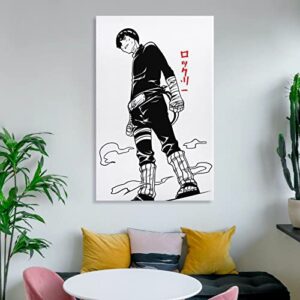 Minimalist Anime Posters Anime Canvas Wall Art for Room Anime Wall Decor for Bedroom (Minimalist Rock Lee Poster,12×18 inch-No Framed)