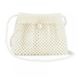 pearl crossbody bag white handmade weave pearl purses beaded shoulder bag for women girls lady beaded clutch evening bag