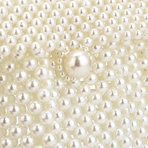 Pearl Crossbody Bag White Handmade Weave Pearl Purses Beaded Shoulder Bag for Women Girls Lady Beaded Clutch Evening Bag