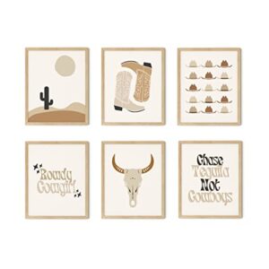 TwoDays Western Room Decor for Teen Girls, Boho Western Wall Decor for Bedroom, Cowgirl Art Prints, Western Home Decorations, Country Theme Posters. (8" X 10", Set of 6, Unframed)