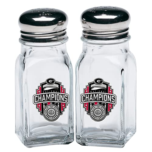 Heritage Pewter Georgia Bulldogs 2022 National Championship Salt and Pepper Shaker Set of 2 Bottles | Expertly Crafted Pewter Glass