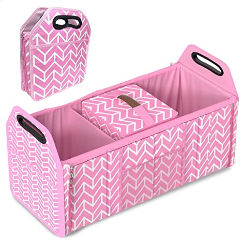 HXR Car Boot Bags 2 Pcs Car Storage Box Auto Supplies Car Trunk Storage Box Foldable Organizer Car Boot Bags (Color : Pink)