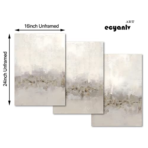 Beige and Grey Abstract Wall Art Minimalist Abstract Art Painting Neutral Abstract Poster Prints for Bedroom Decor Gray and Beige Abstract Watercolor Pictures for Living Room Decor 16x24inchX3 No Frame