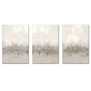 Beige and Grey Abstract Wall Art Minimalist Abstract Art Painting Neutral Abstract Poster Prints for Bedroom Decor Gray and Beige Abstract Watercolor Pictures for Living Room Decor 16x24inchX3 No Frame