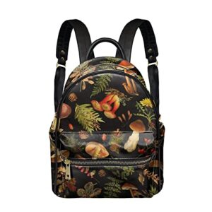 glenlcwe green mushroom print women small backpack purse leather mini daypack crossbody shoulder bag lightweight
