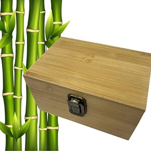 Cali Factory - Small Size Wooden Box - Wood Keepsake Box With Hinged Lid and Metal Latch - Memory Box For Gift , Storage For Jewely , Tea or Other Treasures (Natural Bamboo)