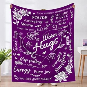 warm hugs gift throw blanket,inspirational gifts for women, get well soon gifts, appreciation gifts, encouragement gifts, 50″x 60″purple throw blankets gifts for birthday love support friendship