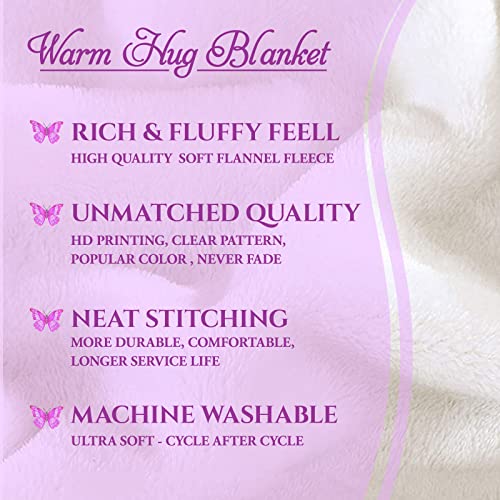 Warm Hugs Gift Throw Blanket,Inspirational Gifts for Women, Get Well Soon Gifts, Appreciation Gifts, Encouragement Gifts, 50"x 60"Purple Throw Blankets Gifts for Birthday Love Support Friendship