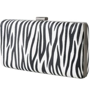 women clutch evening purses black – and white zebra pattern wristlet hobo bag crossbody bag with chain strap for party (zebra)