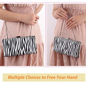 Women Clutch Evening Purses Black - and White Zebra Pattern Wristlet Hobo Bag Crossbody Bag with Chain Strap for Party (Zebra)