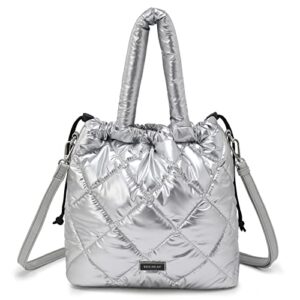 bbcreat medium puffer crossbody bag for women, handbag bucket bag purse with drawstring lightweight fashion soft bag trendy