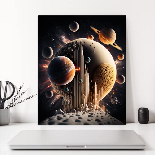 Nilem Design Outer Space Wall Art Planet Posters Set of 4 Unframed (8''x10'') Space Posters for Boys Room Decor Astronaut Poster Space Themed Wall Art Kids Space Room Decor Galaxy Poster