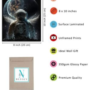 Nilem Design Outer Space Wall Art Planet Posters Set of 4 Unframed (8''x10'') Space Posters for Boys Room Decor Astronaut Poster Space Themed Wall Art Kids Space Room Decor Galaxy Poster