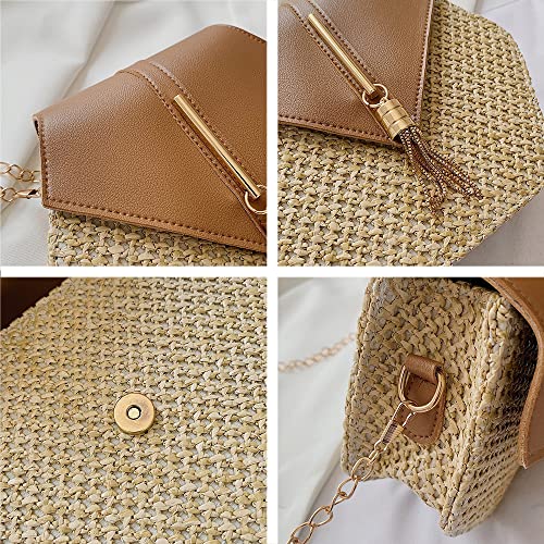 JBB Crossbody Bag for Women Shoulder Bag Straw Tassel Small Beach Bag Fashion