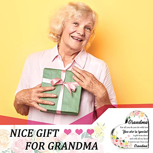 Acrylic Grandma Birthday Gift Floral Themed Heart Shape Birthday Christmas Gifts for Grandma Inspirational Thoughtful Grandma Gifts from Granddaughter Grandson for Home Decorations