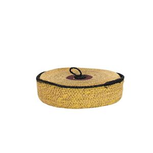 creative co-op global round seagrass tray loop, set of 5 sizes, multicolor basket, natural
