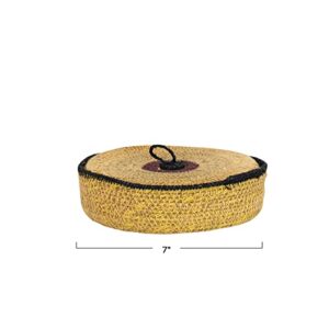 Creative Co-Op Global Round Seagrass Tray Loop, Set of 5 Sizes, Multicolor Basket, Natural
