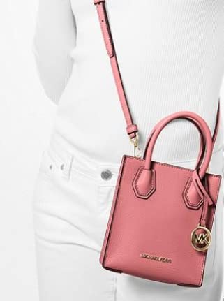 Michael Kors Mercer Extra-Small Pebbled Leather Crossbody Bag (Tea Rose)